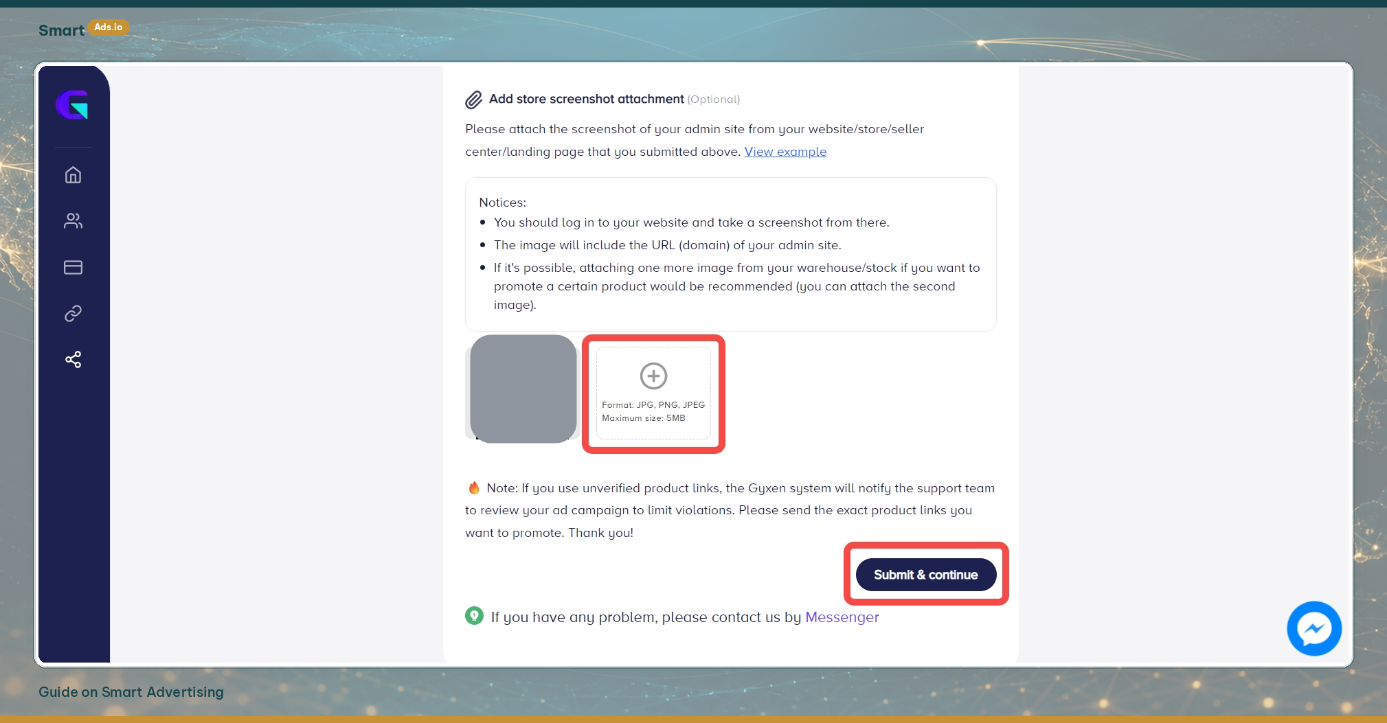 Step 4 — Company info and top-up