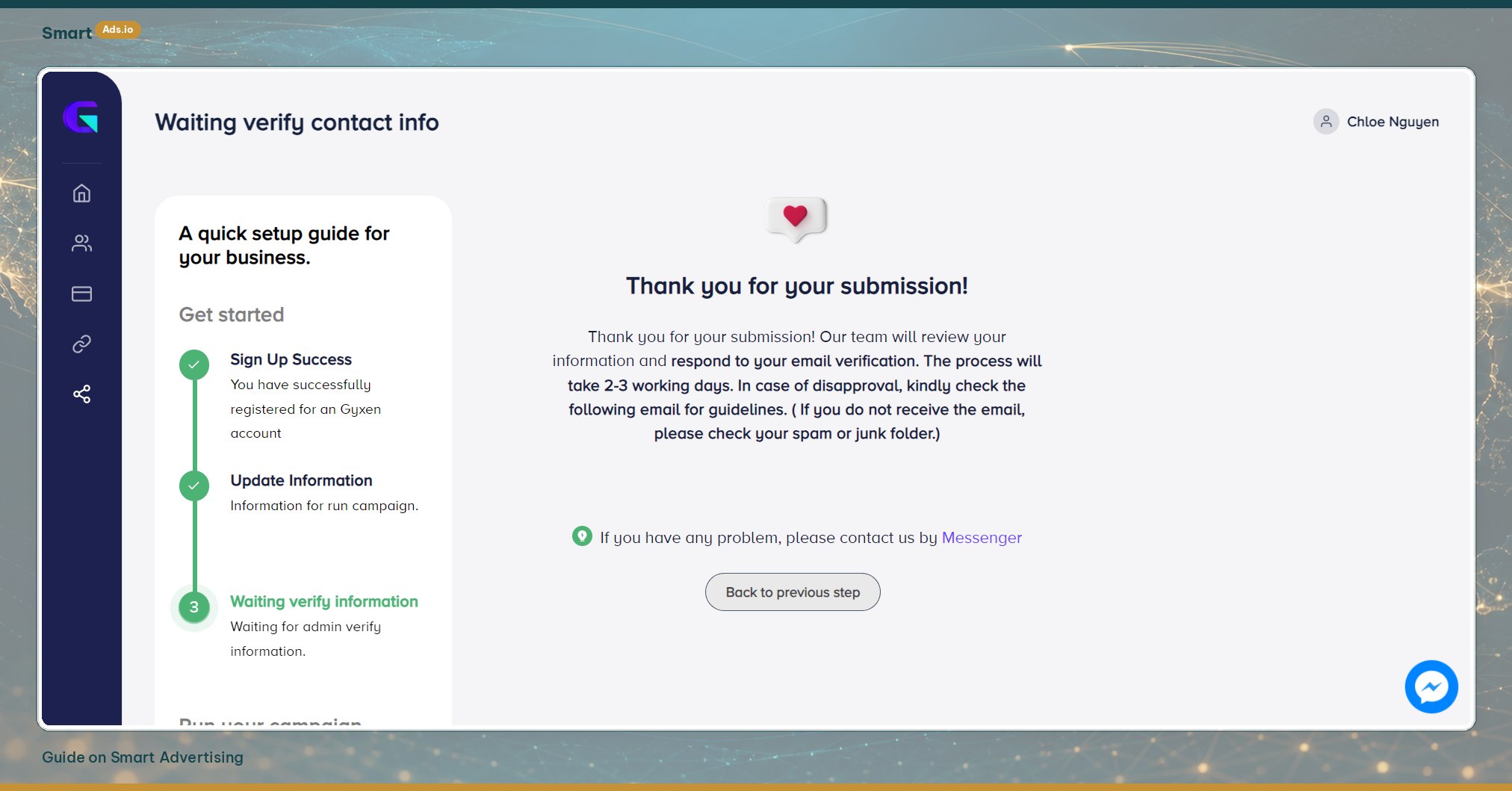 Step 4 — Company info and top-up