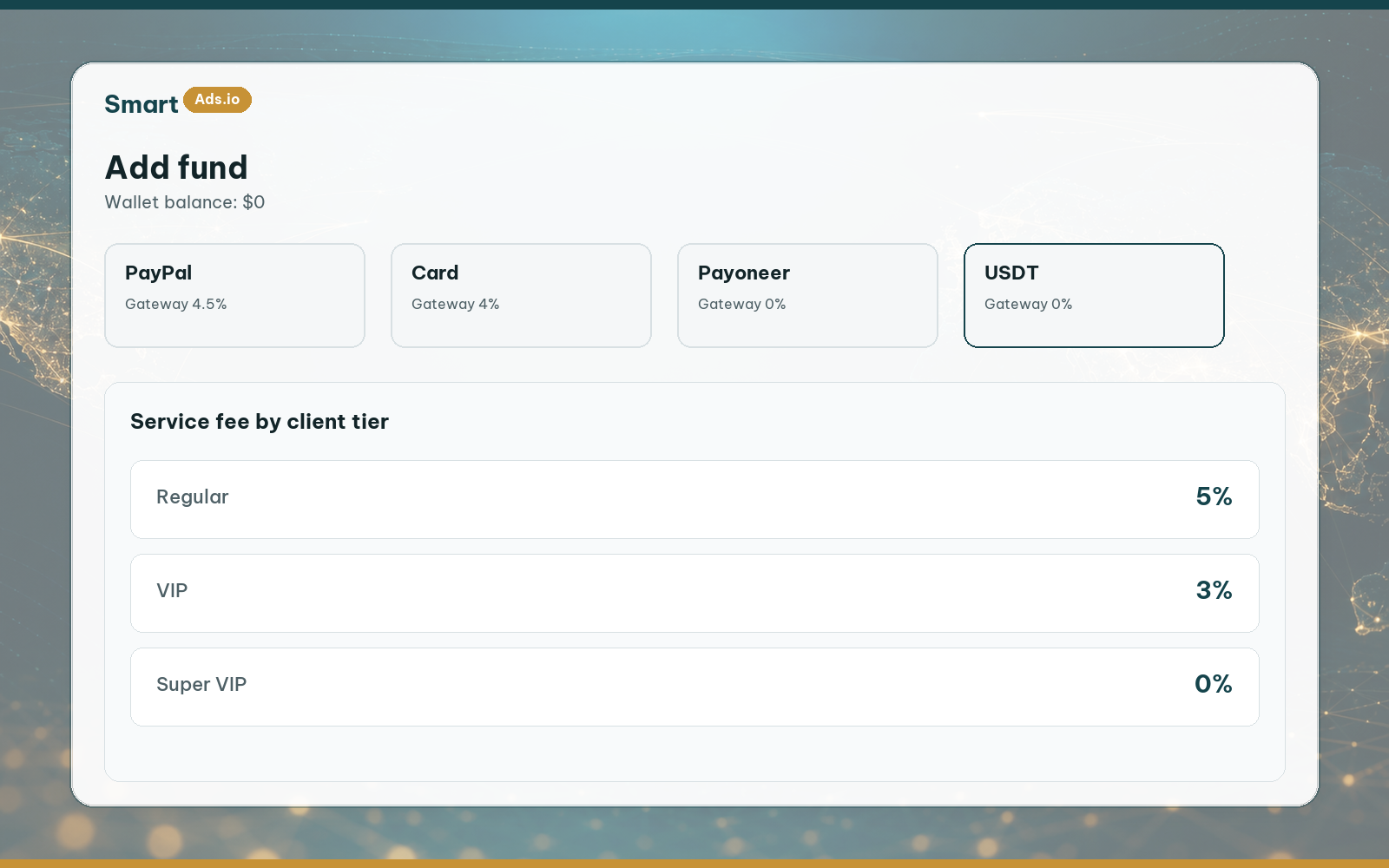 Add fund via Credit Card