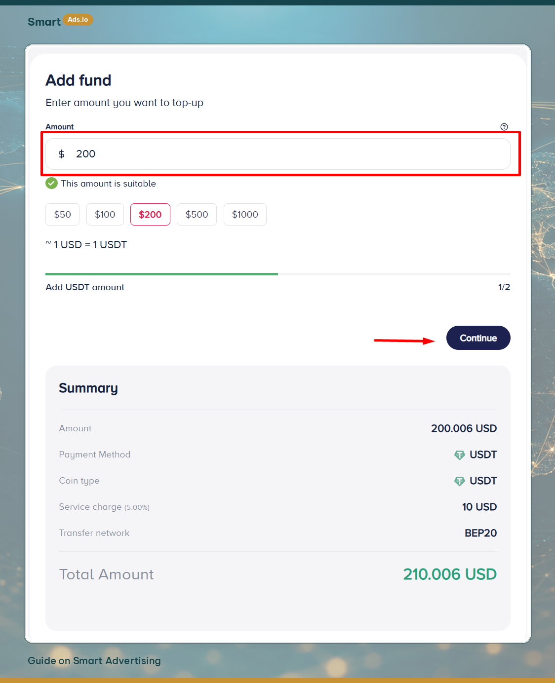 Add fund via Credit Card