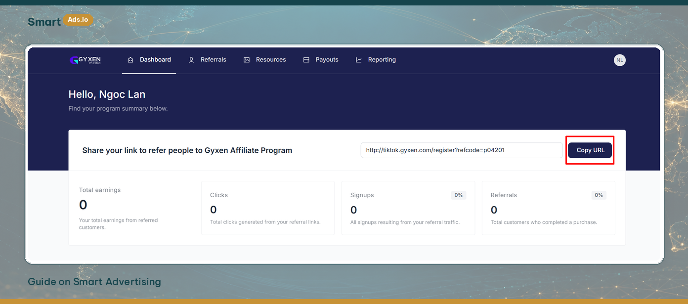 Affiliate link location