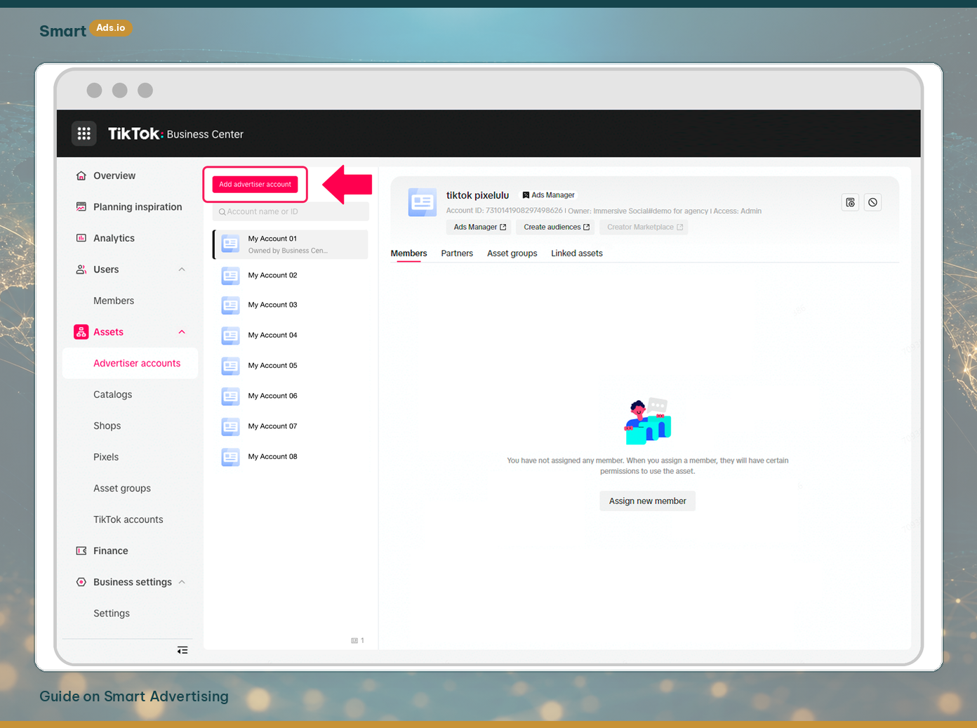 Create advertiser account