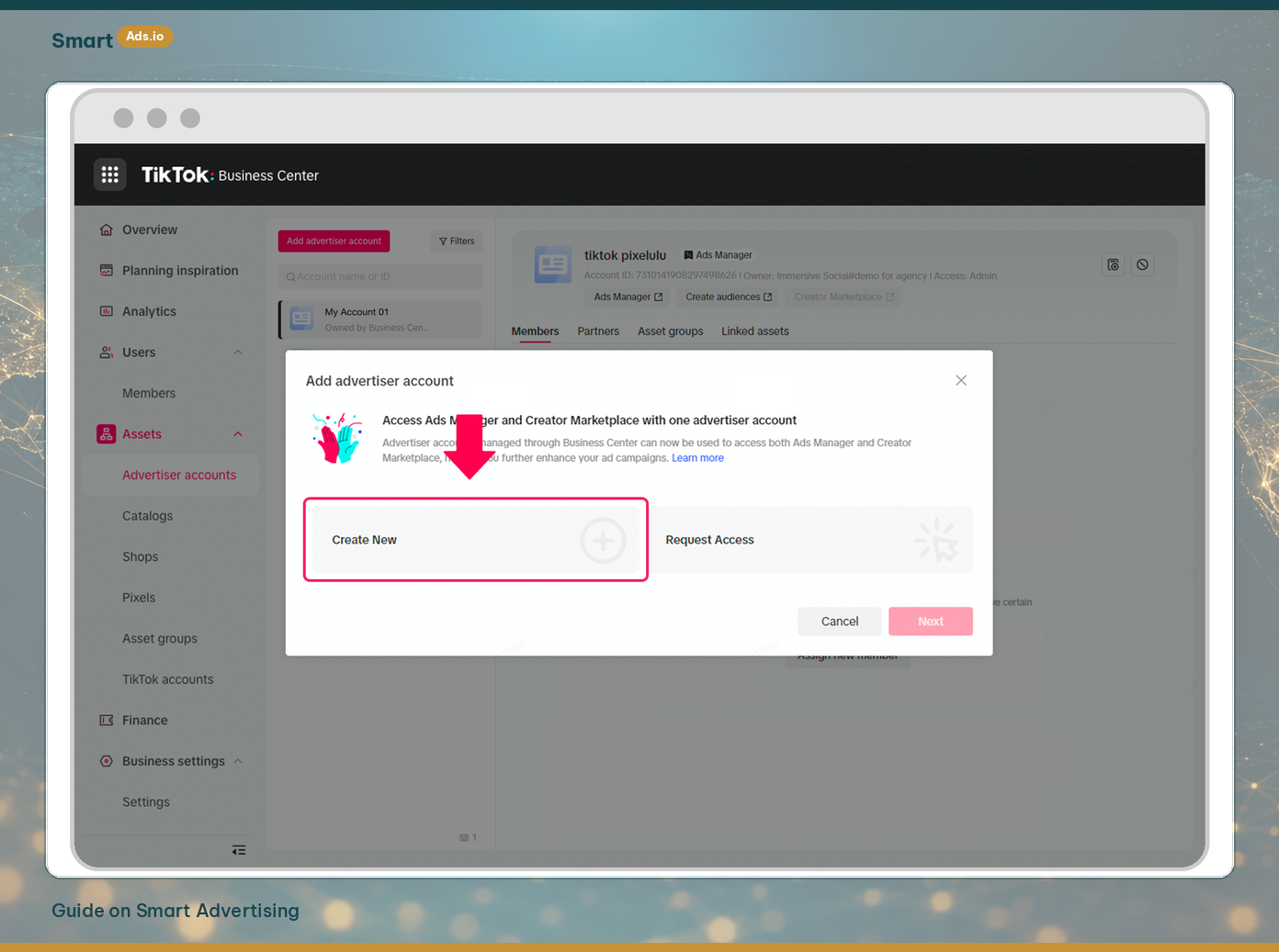 Submit advertiser account