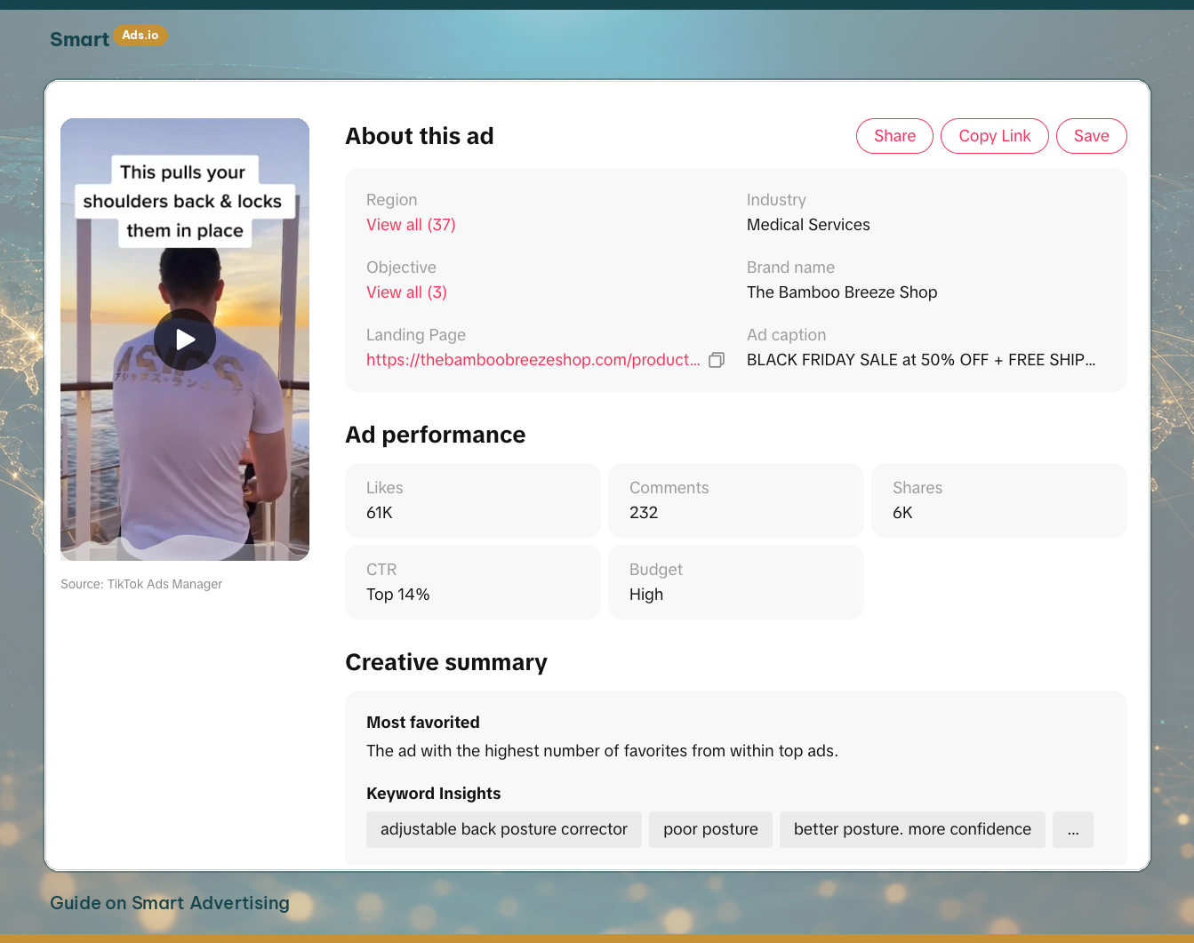 Creative Center analytics